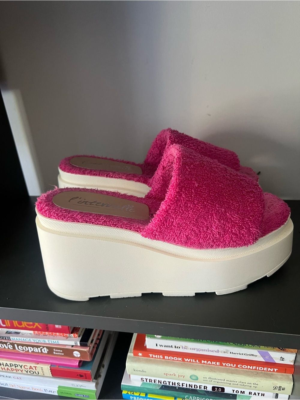 L'INTERVALLE Hot Pink Terry Cloth Platform Slides - Picture 5 of 10